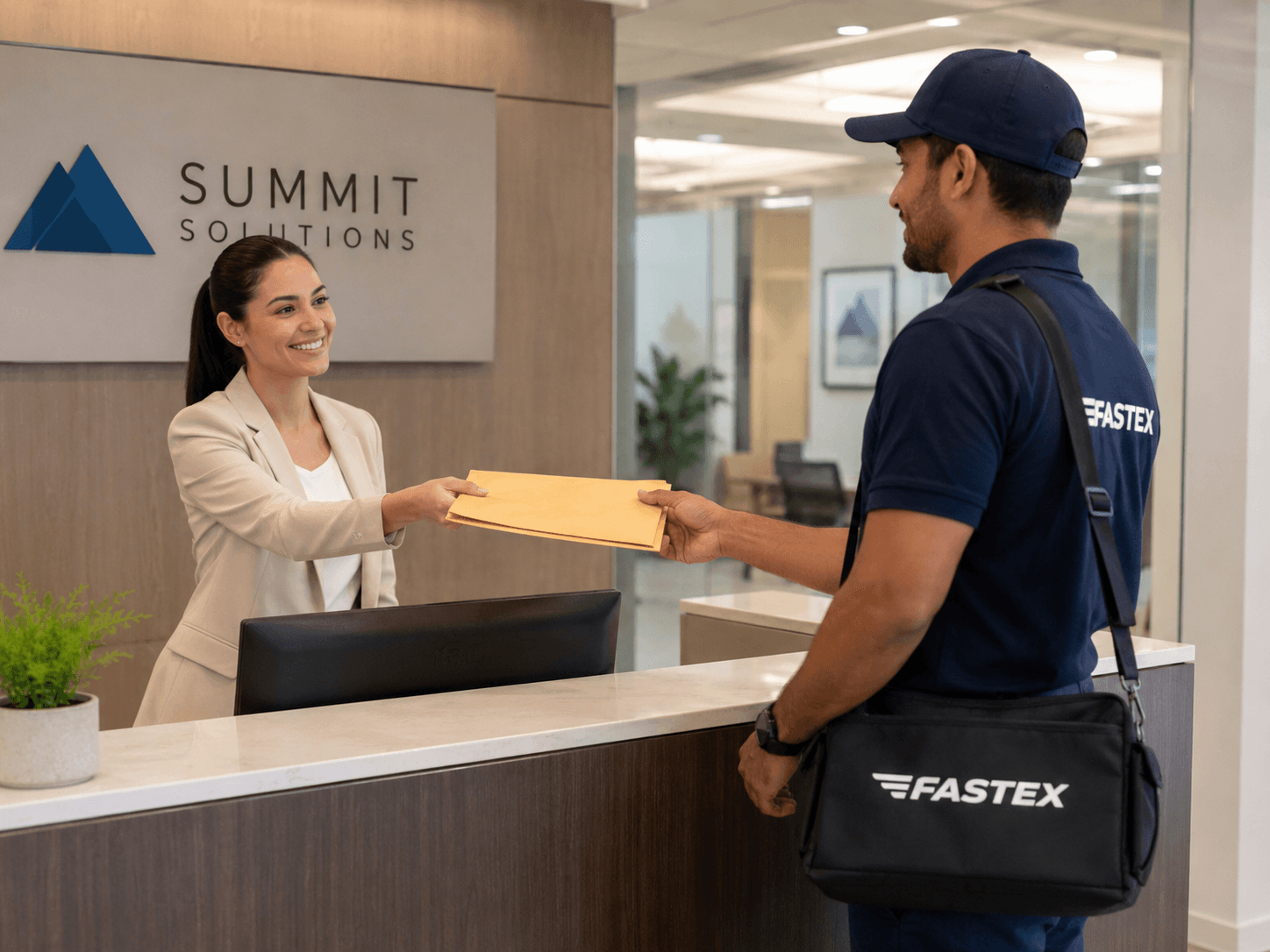 Office sending documents out for same-day courier delivery