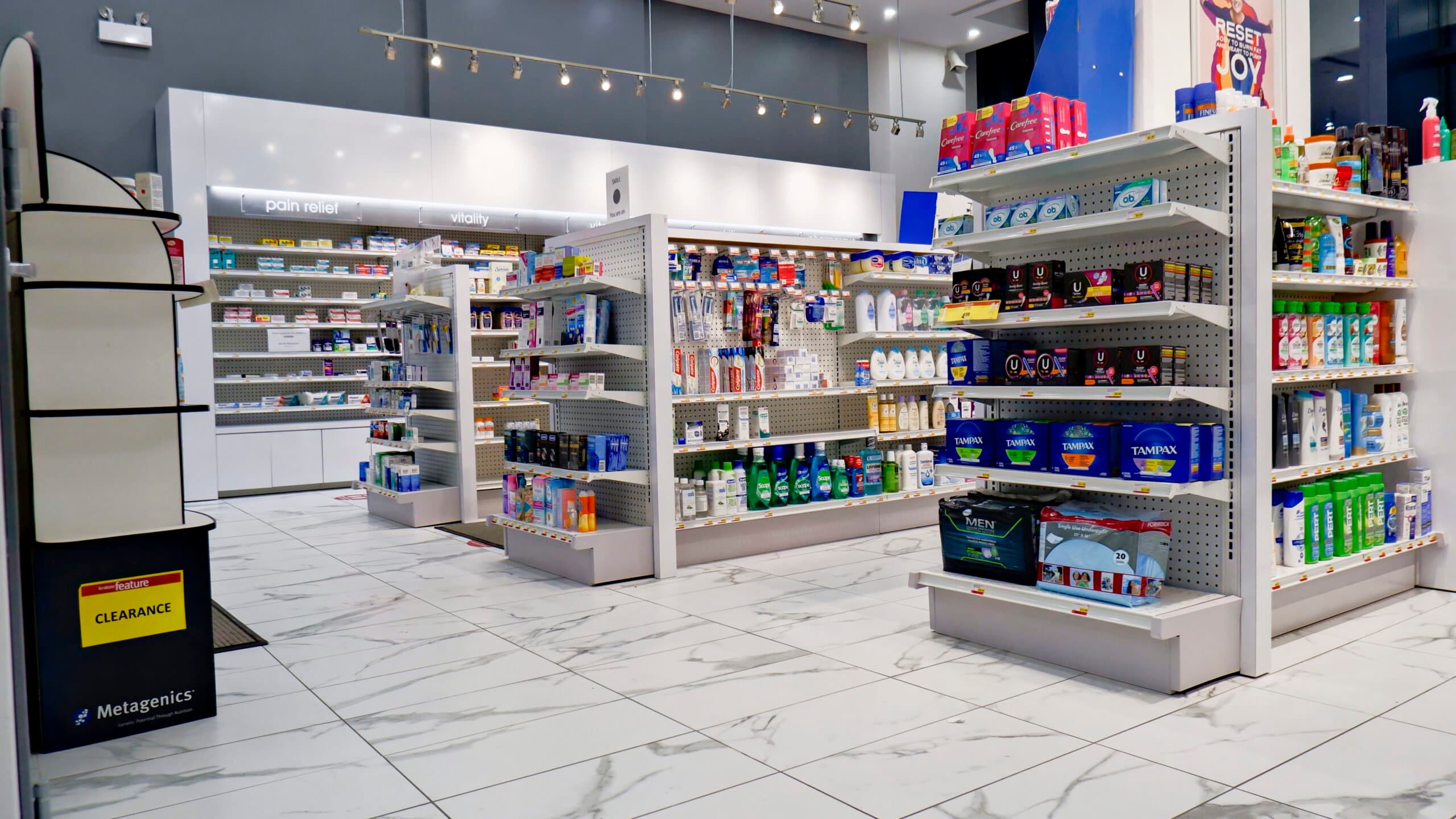 Pharmacy counter preparing a same-day prescription